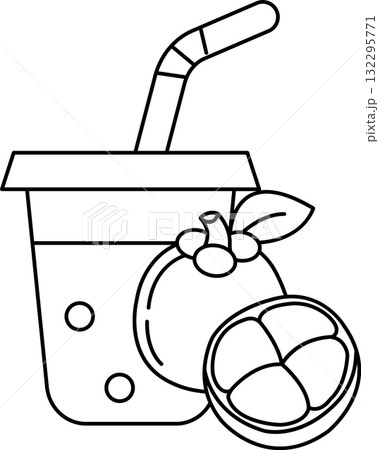 A cup of juice with a straw and a slice of lime A cup of juice with a straw and a slice of lime 132295771