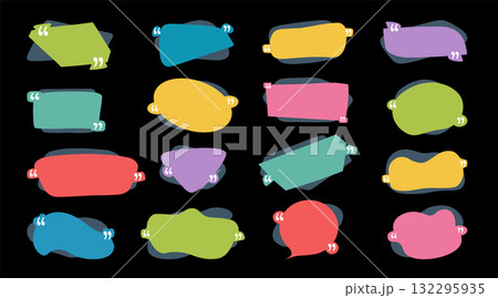 Quote in quotes. Remark frames, frame for idea and quotation template. Memo quotation frame, quote textbox or quoting commas dialog word tag. Vector isolated icons set Quote in quotes. Remark frames, frame for idea and quotation template. Memo quotation frame, quote textbox or quoting commas dialog word tag. Vector isolated icons set 132295935
