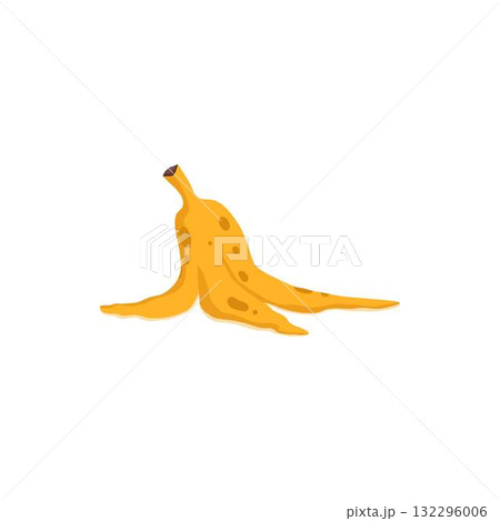 Organic waste, food compost collection isolated on white background. Banana and watermelon rind, fish bone and apple stump vector illustration 132296006