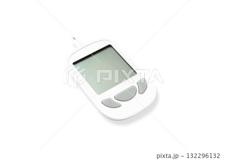 Glucose monitor device displayed on a white background, isolated, PNG Glucose monitor device displayed on a white background, isolated, PNG 132296132