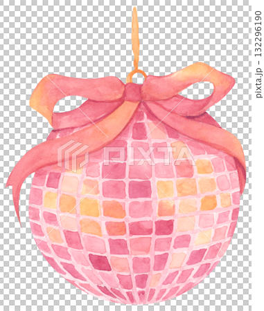 Watercolor Pink Disco Ball Illustration Watercolor Pink Disco Ball Illustration 132296190