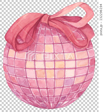 Watercolor Pink Disco Ball Illustration Watercolor Pink Disco Ball Illustration 132296194