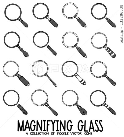 Magnifying Glass Doodle vector icon set. Drawing sketch illustration hand drawn line eps10 132296339