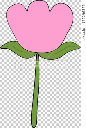 Pink tulip flower with leaves and stem, Svg Pink tulip flower with leaves and stem, Svg 132296376