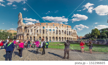 The Colosseum or Coliseum timelapse hyperlapse, also known as the Flavian Amphitheatre in Rome, Italy 132296605