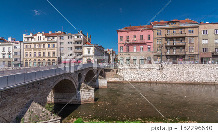 View of the Latin bridge timelapse hyperlapse, one of the oldest bridges of Bosnia and Herzegovina View of the Latin bridge timelapse hyperlapse, one of the oldest bridges of Bosnia and Herzegovina 132296630