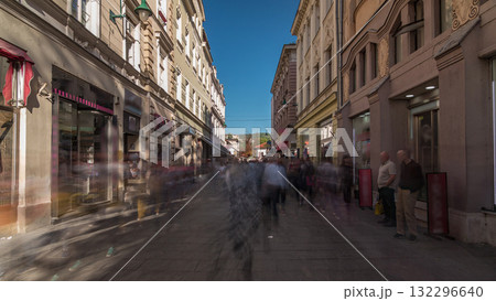Walk on Ferhadija pedestrian street crowded with people timelapse hyperlapse Walk on Ferhadija pedestrian street crowded with people timelapse hyperlapse 132296640