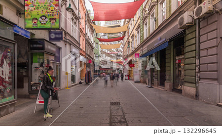 Walk on Ferhadija pedestrian street crowded with people timelapse hyperlapse Walk on Ferhadija pedestrian street crowded with people timelapse hyperlapse 132296645