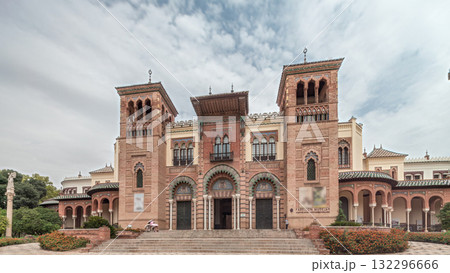 Museum of Arts and Traditions of Seville in Maria Luisa Park timelapse hyperlapse 132296666