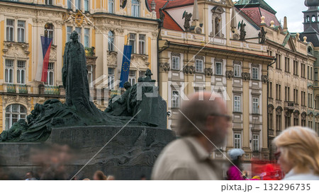 Jan Hus Memorial timelapse designed by Ladislav Saloun in Old town square in Prague, Czech Republic. Jan Hus Memorial timelapse designed by Ladislav Saloun in Old town square in Prague, Czech Republic. 132296735