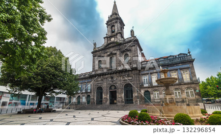 The Trinity Church timelapse hyperlapse in Porto, Portugal. Porto is one of the most popular tourist destinations in Europe. 132296854