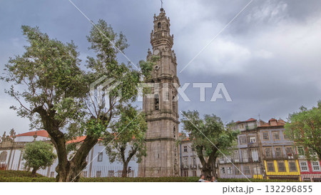 Bell tower of the Clerigos Church in cloudy blue sky background timelapse hyperlapse Bell tower of the Clerigos Church in cloudy blue sky background timelapse hyperlapse 132296855