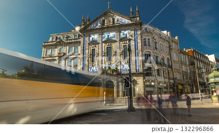 View of the Almeida Garret Square with Congregados Church timelapse hyperlapse. 132296866