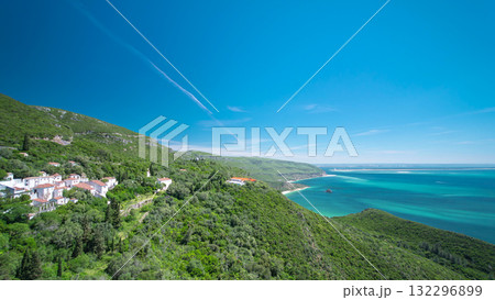 Beach bay in Portinho da Arrabida, Portugal timelapse 132296899