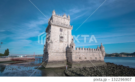 Belem Tower is a fortified tower located in the civil parish of Santa Maria de Belem in Lisbon, Portugal timelapse hyperlapse Belem Tower is a fortified tower located in the civil parish of Santa Maria de Belem in Lisbon, Portugal timelapse hyperlapse 132296907