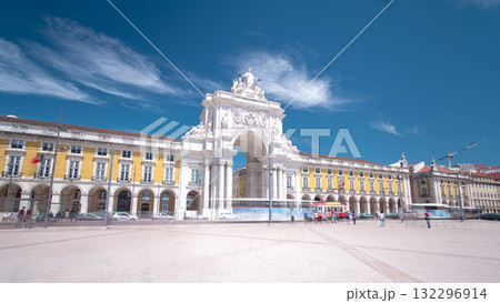 Commerce Square in downtown Lisbon, one of the largest squares in Europe timelapse hyperlapse Commerce Square in downtown Lisbon, one of the largest squares in Europe timelapse hyperlapse 132296914