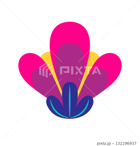 Mexican traditional flower. Ethnic embroidery decoration. Ornate folk graphic, wallpaper element. Festive mexican floral motif. Vector illustration 132296937