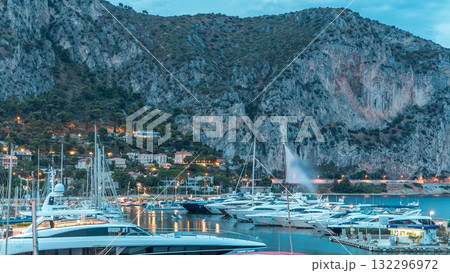 Port and landscape timelapse of Beaulieu sur mer, France. 132296972
