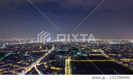 The city skyline at night. Paris, France. Taken from the tour Montparnasse timelapse The city skyline at night. Paris, France. Taken from the tour Montparnasse timelapse 132296980