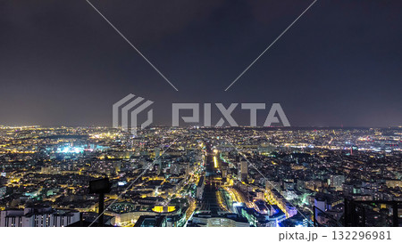 The city skyline at night. Paris, France. Taken from the tour Montparnasse timelapse 132296981