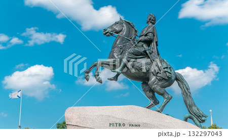 Monument of Russian emperor Peter the Great, known as The Bronze Horseman timelapse, Saint Petersburg , Russia Monument of Russian emperor Peter the Great, known as The Bronze Horseman timelapse, Saint Petersburg , Russia 132297043