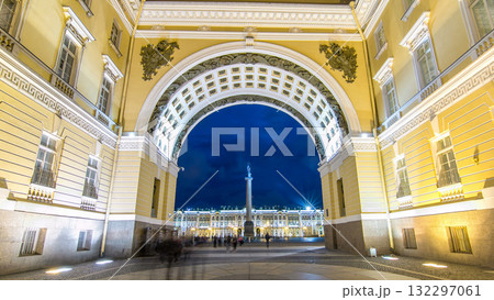 View of the Alexander Column through the arch of the General Staff timelapse hyperlapse. 132297061