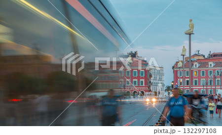 Place Massena square Nice day to night timelapse, French Riviera, Cote d'Azur, France Place Massena square Nice day to night timelapse, French Riviera, Cote d'Azur, France 132297108