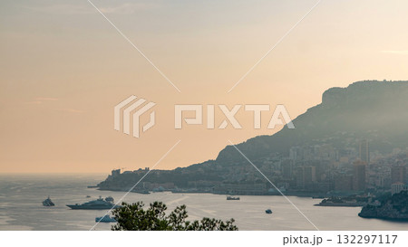 Cityscape timelapse of Monte Carlo, Monaco during summer sunset. 132297117