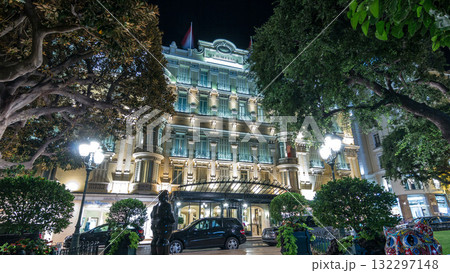 Hotel Hermitage in Monte Carlo night timelapse hyperlapse, Monaco. 132297148