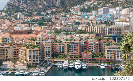 Panoramic view of Fontvieille timelapse - new district of Monaco. Panoramic view of Fontvieille timelapse - new district of Monaco. 132297170