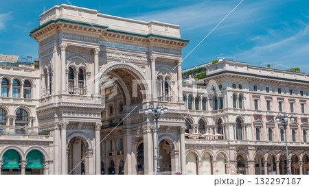 The Galleria Vittorio Emanuele II timelapse on the Piazza del Duomo Cathedral Square . The Galleria Vittorio Emanuele II timelapse on the Piazza del Duomo Cathedral Square . 132297187
