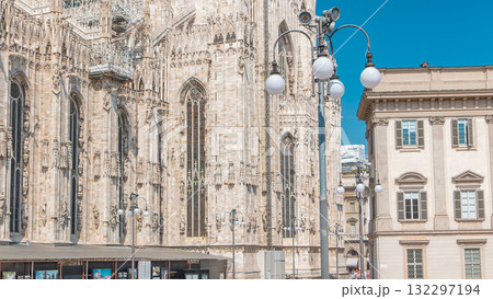 Duomo cathedral timelapse. Side view with street 132297194