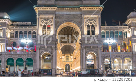Night view of Vittorio Emanuele II Gallery timelapse in Milan, Italy Night view of Vittorio Emanuele II Gallery timelapse in Milan, Italy 132297202