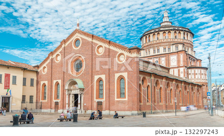 Santa Maria delle Grazie timelapse with blue cloudy sky. 132297243