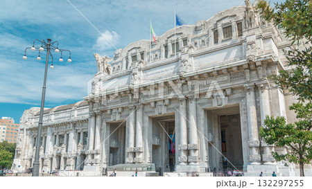 Milano Centrale timelapse in Piazza Duca d'Aosta is the main railway station of the city of Milan in Italy. 132297255