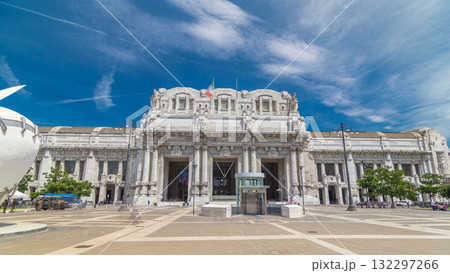 Front view of Milan antique central railway station timelapse hyperlapse. Front view of Milan antique central railway station timelapse hyperlapse. 132297266