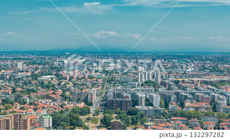 Milan aerial view of residential buildings near the business district timelapse Milan aerial view of residential buildings near the business district timelapse 132297282