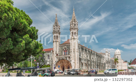 Maritime Museum facade and entrance timelapse hyperlapse in Monastery Saint Jerome Mosteiro dos Jeronnimos, Lisbon, Portugal. Maritime Museum facade and entrance timelapse hyperlapse in Monastery Saint Jerome Mosteiro dos Jeronnimos, Lisbon, Portugal. 132297302