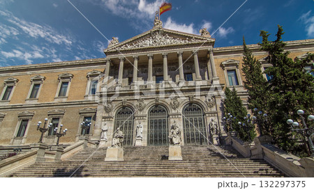 National Library of Spain timelapse hyperlapse. It is located in Madrid, on the Paseo de Recoletos. National Library of Spain timelapse hyperlapse. It is located in Madrid, on the Paseo de Recoletos. 132297375