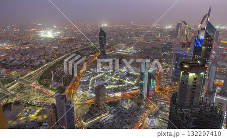 Kuwait City cityscape day to night timelapse is the capital of Kuwait. Sunset time. 132297410