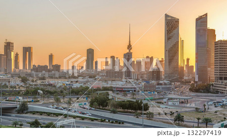 Kuwait cityscape during the sunset timelapse 132297419