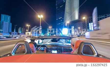 Drive through the traffic in the city highway timelapse hyperlapse in Kuwait. Kuwait, Middle East 132297425