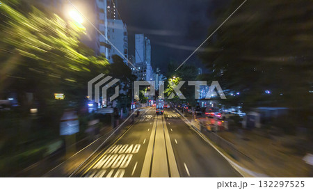 View from double-decker tram on street of HK timelapse hyperlapse. View from double-decker tram on street of HK timelapse hyperlapse. 132297525