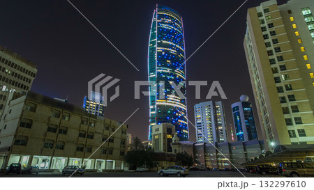The 240 meters high Tower timelapse hyperlapse in Kuwait City. Kuwait, Middle East 132297610