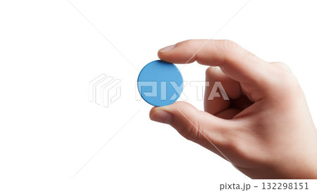 Hand holds blue community service token, created with AI, PNG 132298151