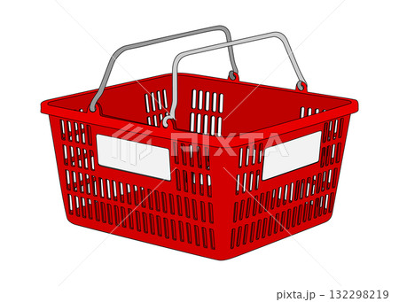スーパーの買い物カゴ バスケットのイラスト 赤 スーパーの買い物カゴ バスケットのイラスト 赤 132298219