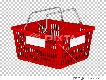 スーパーの買い物カゴ バスケットのイラスト 赤 スーパーの買い物カゴ バスケットのイラスト 赤 132298219