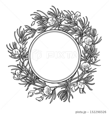 Rooibos Branch Outline Round Frame. Rooibos Branch Outline Round Frame. 132298326