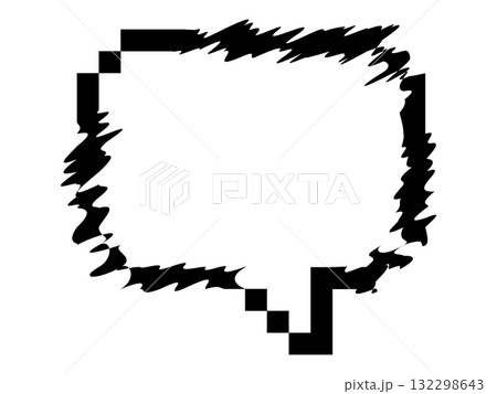 サイバーパンクなグリッチ風の吹き出し　ブラック 132298643