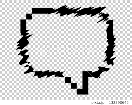 サイバーパンクなグリッチ風の吹き出し　ブラック 132298643